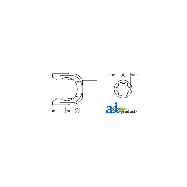 Implement Yoke, Splined 1 3/8" - 6 Spline w/ Slide 4" x3" x4"